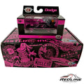 Redline Speed Diecast M2 Machines 1970 Dodge Challenger R/T HEMI in black and pink with Tiki Daddy display box