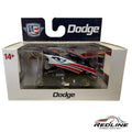 Redline Speed Diecast 1:64 scale 1971 Dodge Challenger funny car in red, white, and blue livery in original packaging.