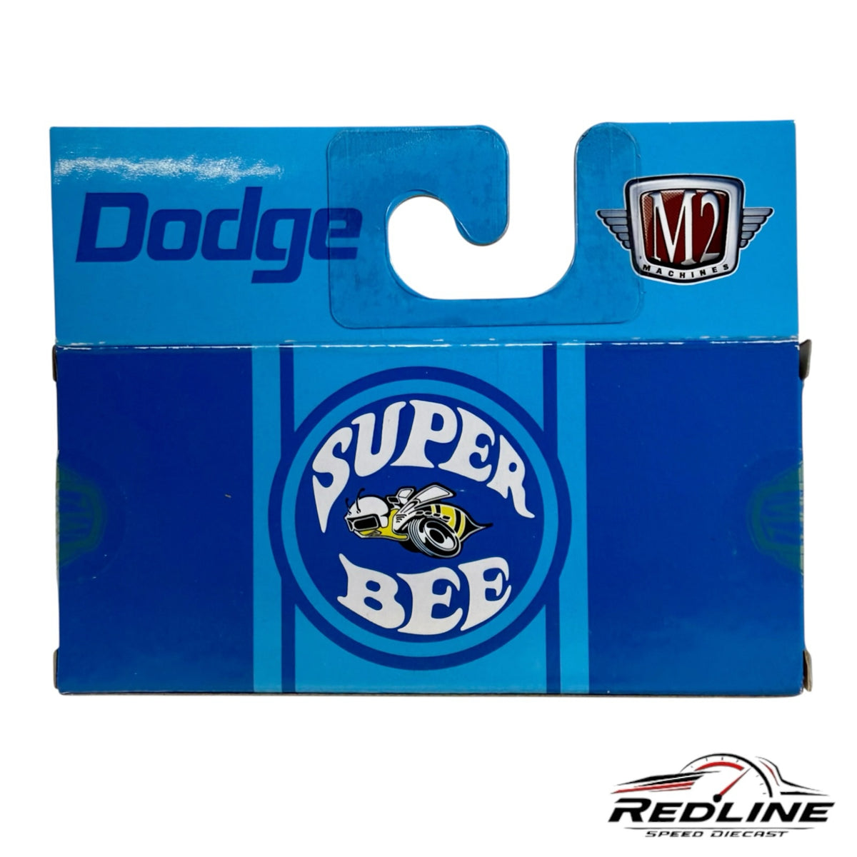 Redline Speed Diecast M2 Machines 1970 Dodge Super Bee collectible packaging in blue with iconic bee logo
