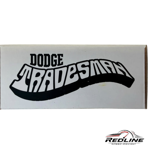 Redline Speed Diecast white collector box featuring Dodge Tradesman logo for a Hot Wheels diecast van model.