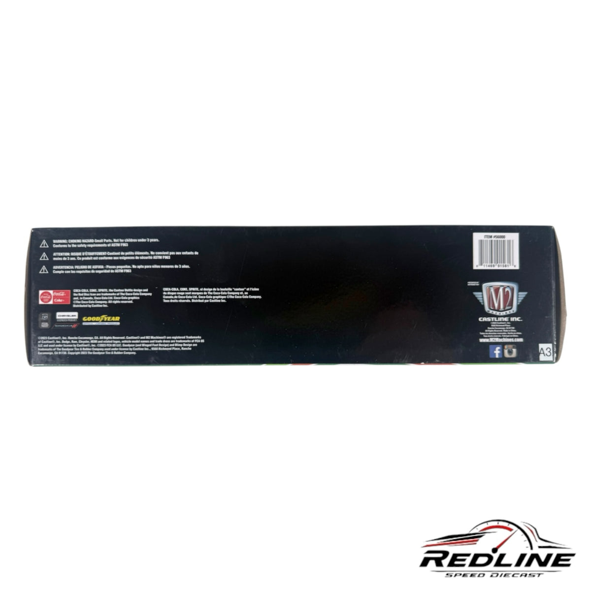 Redline Speed Diecast M2 Machines Sprite themed Dodge truck and funny car collectible set packaging back view