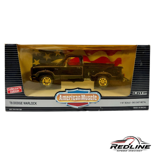 Redline Speed Diecast 1:18 scale 1978 Dodge Warlock pickup truck model in black with gold wheels in original box