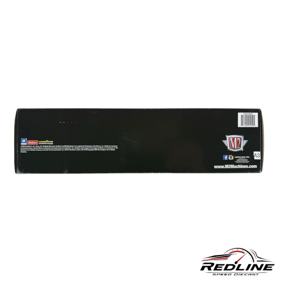 Redline Speed Diecast packaging box for the M2 Machines Edelbrock 1957 Chevrolet truck and Gasser set