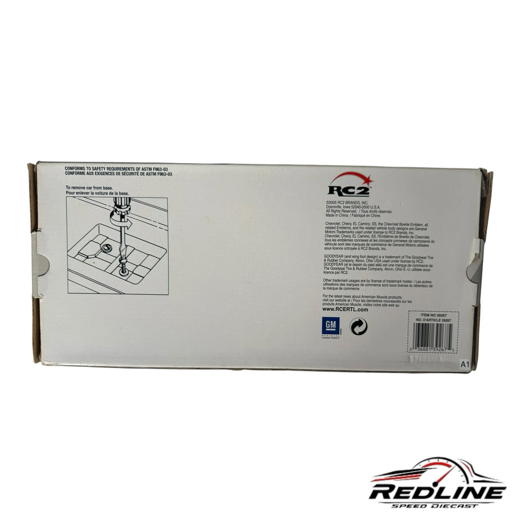 Redline Speed Diecast packaging box for a 1970 Chevrolet El Camino SS model, showing product information and branding.