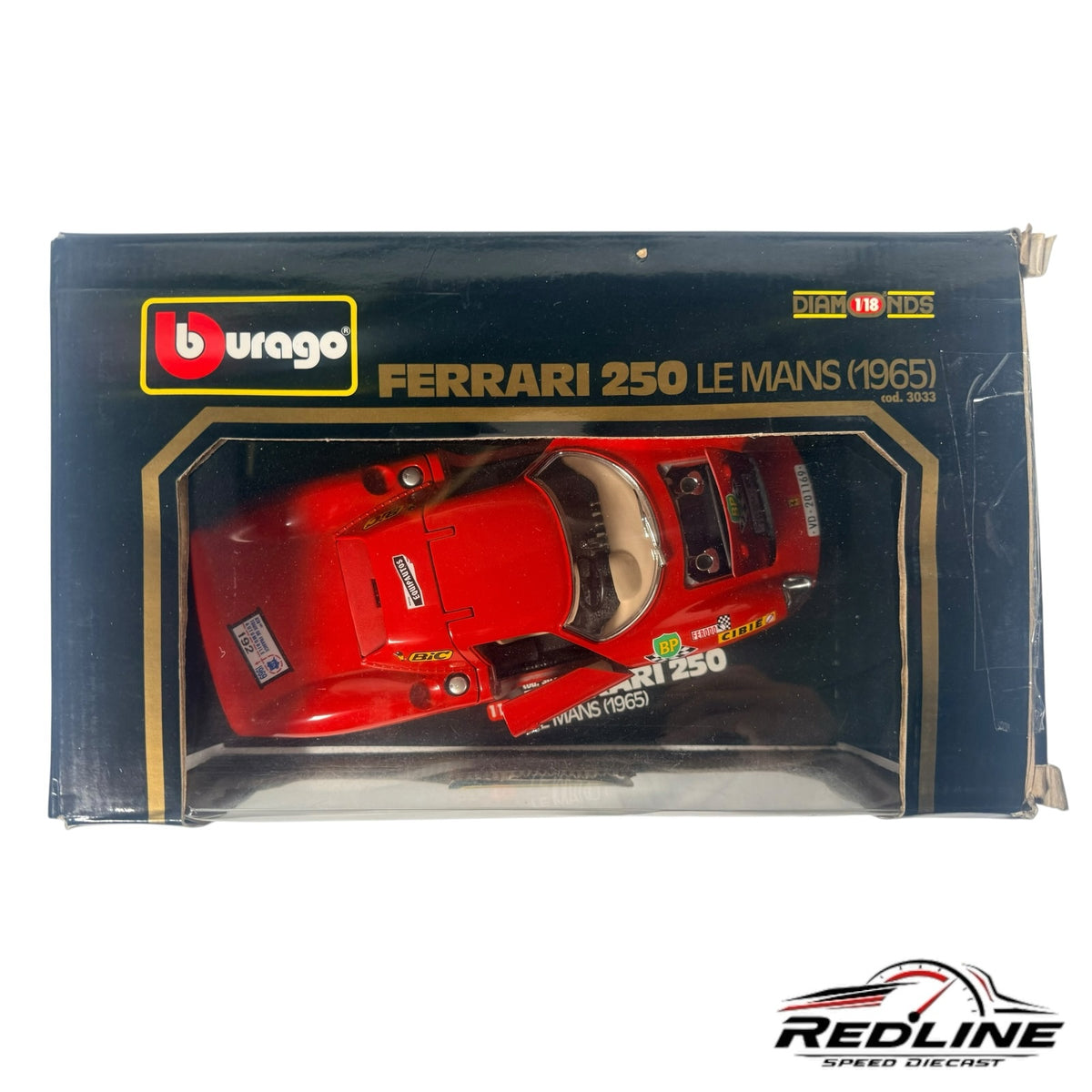 Redline Speed Diecast 1:18 scale Bburago Ferrari 250 Le Mans 1965 red racing car model in original display box