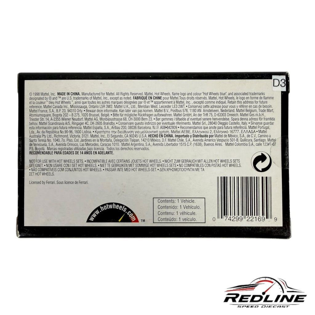 Redline Speed Diecast Hot Wheels Ferrari 456 GT collector box back view with product information and barcode