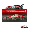 Redline Speed Diecast 1:18 scale Ferrari 575 GTC racing model in red, white, and green livery with sponsor decals.