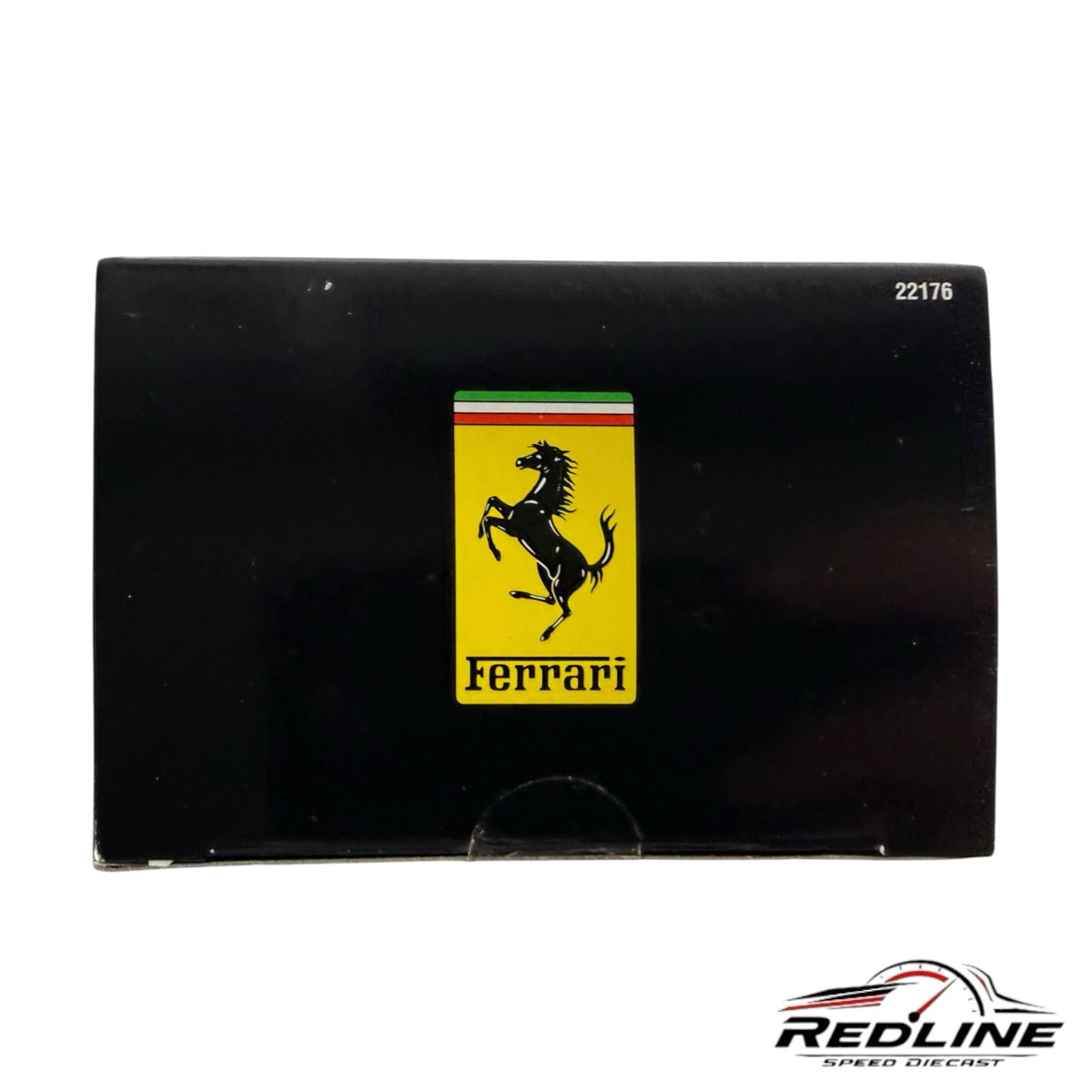 Redline Speed Diecast black collector box featuring the iconic yellow Ferrari Prancing Horse logo