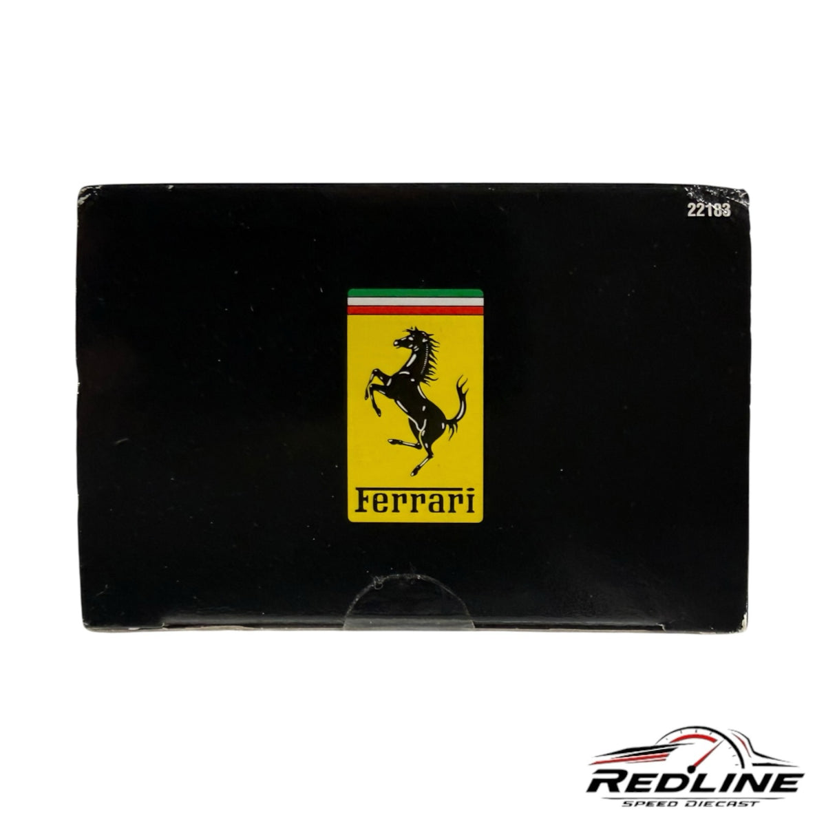 Redline Speed Diecast black collector box featuring the iconic yellow Ferrari prancing horse logo