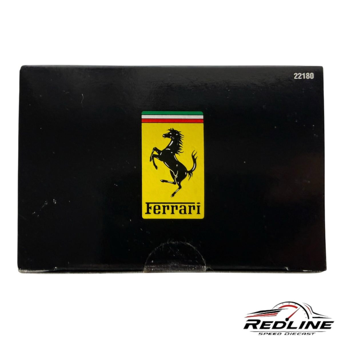 Redline Speed Diecast black display box featuring the iconic yellow Ferrari prancing horse logo
