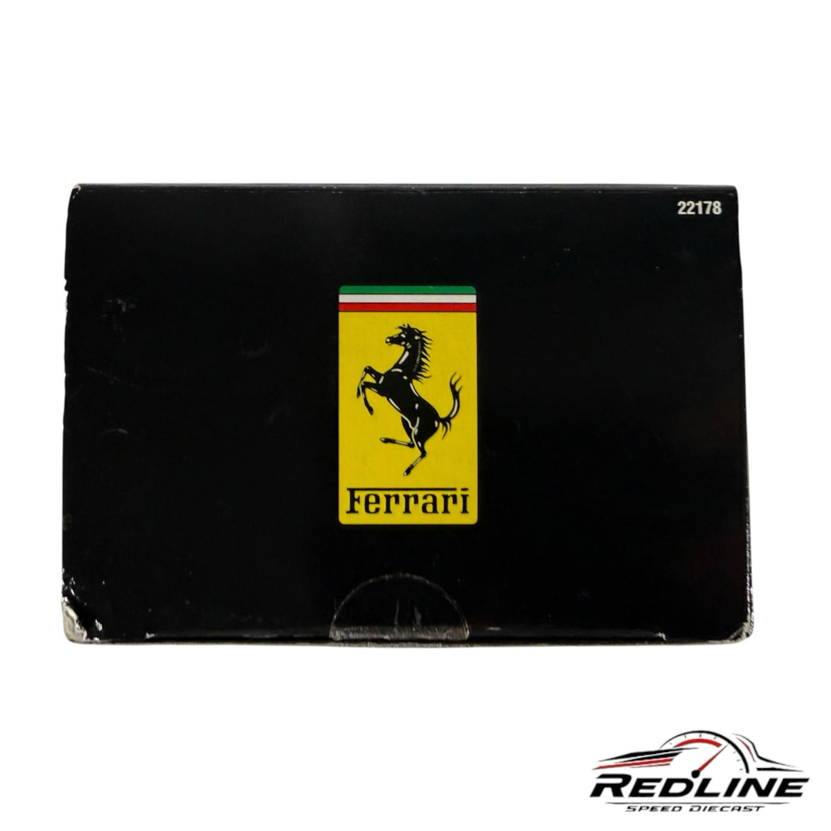Redline Speed Diecast Ferrari F355 Spider collector box featuring the iconic yellow prancing horse logo on black