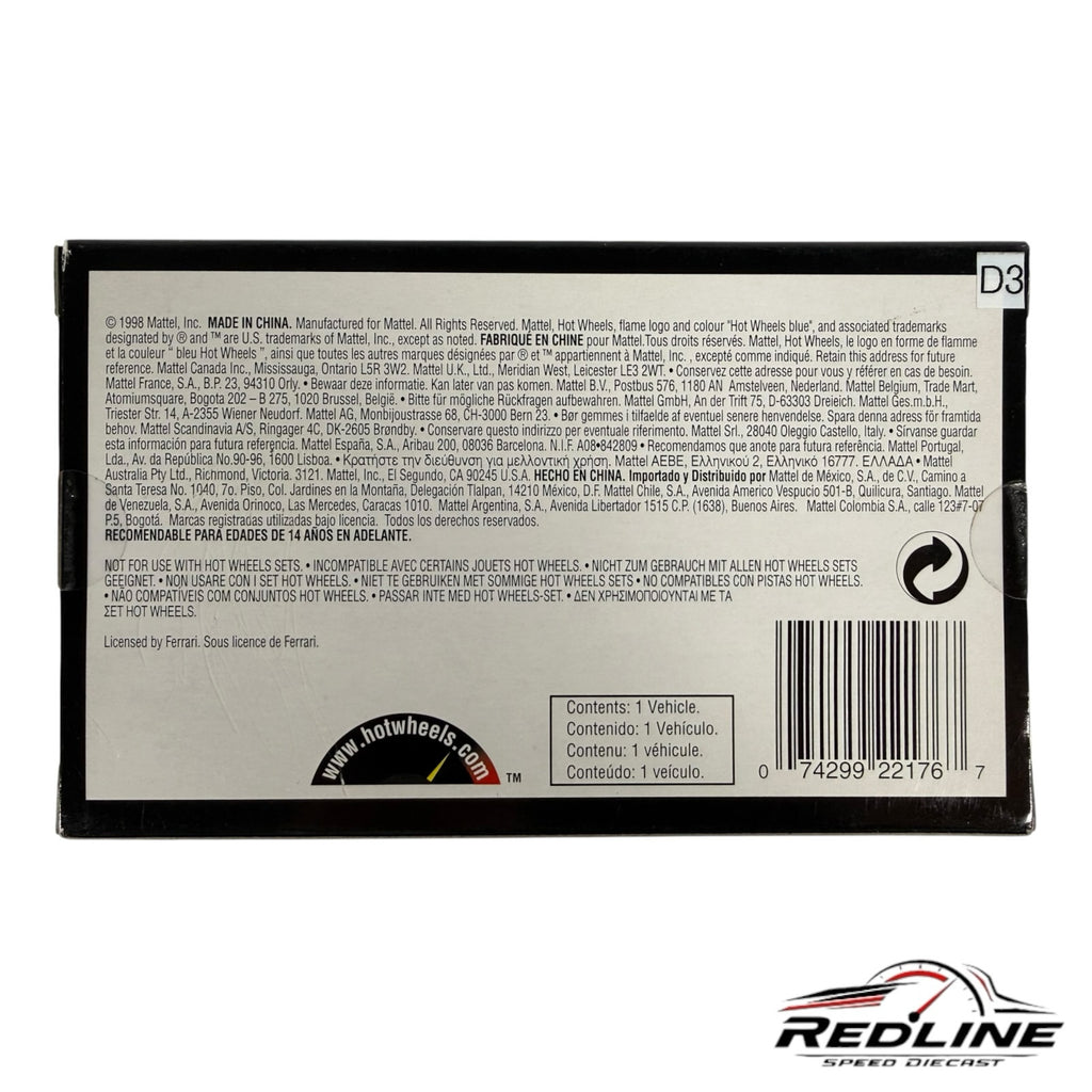 Redline Speed Diecast Ferrari F512 M collector box back with product information and barcode details