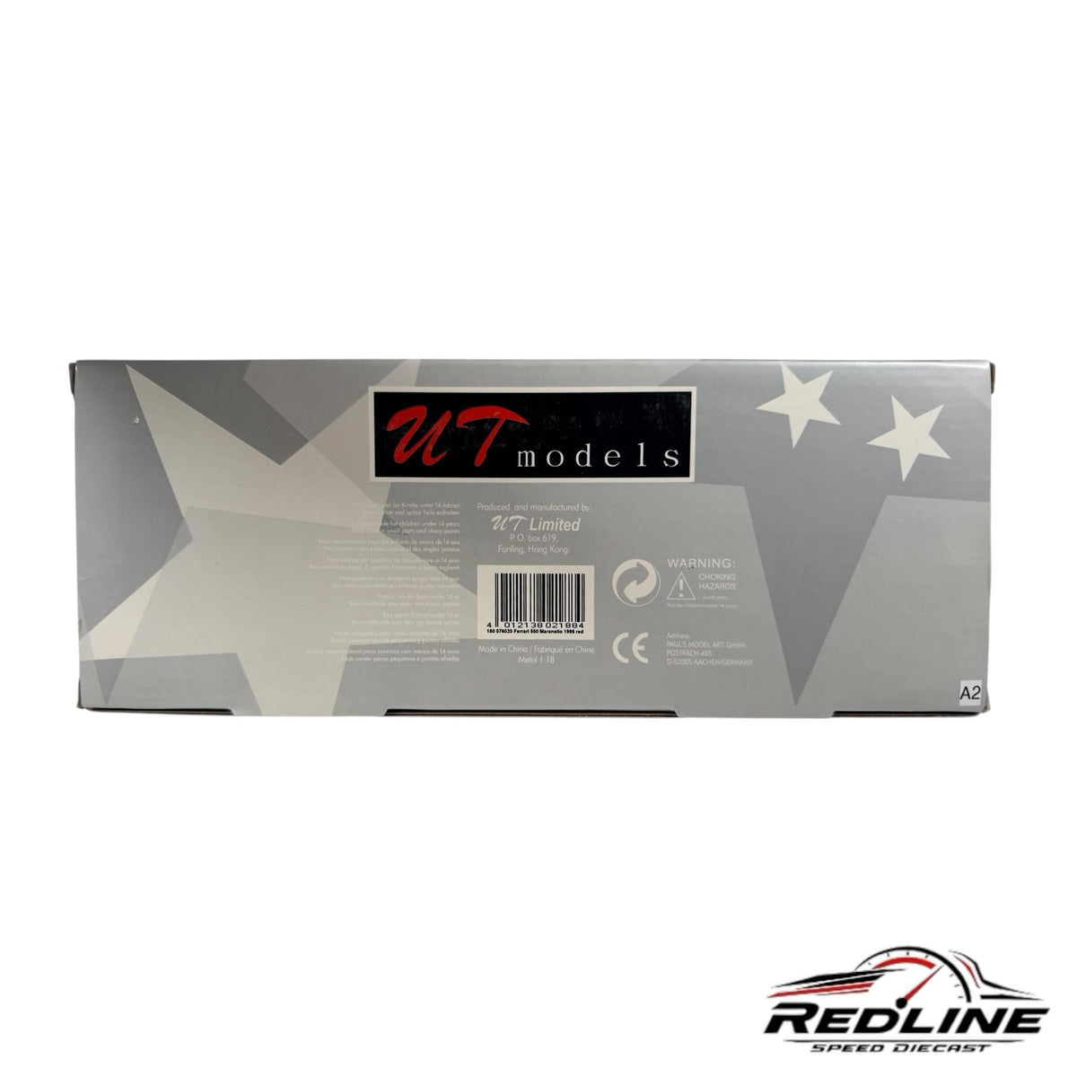 Redline Speed Diecast UT models Ferrari F550 Maranello 1:18 scale collector box packaging back view