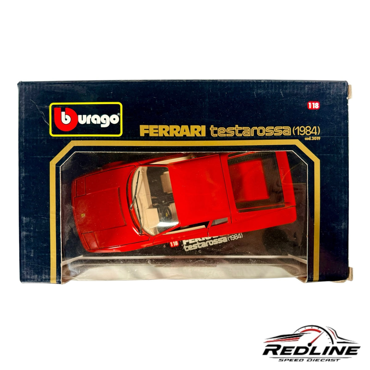 Redline Speed Diecast 1:18 scale red Ferrari Testarossa model car in original Bburago collector box