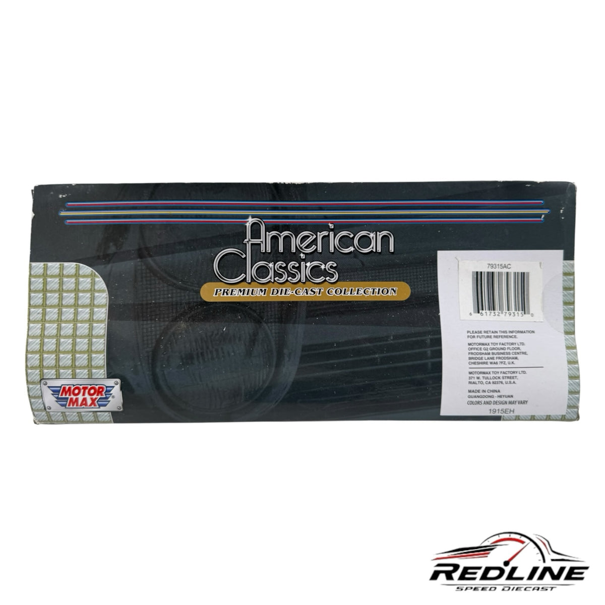 Redline Speed Diecast Motor Max 1969 Ford F-100 pickup truck model packaging box showing American Classics branding