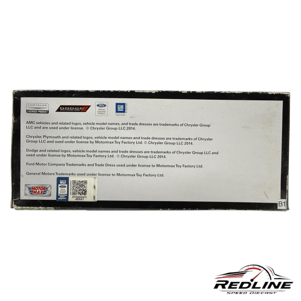 Redline Speed Diecast packaging back showing licensing information and logos for a 1955 Ford F-100 diecast model