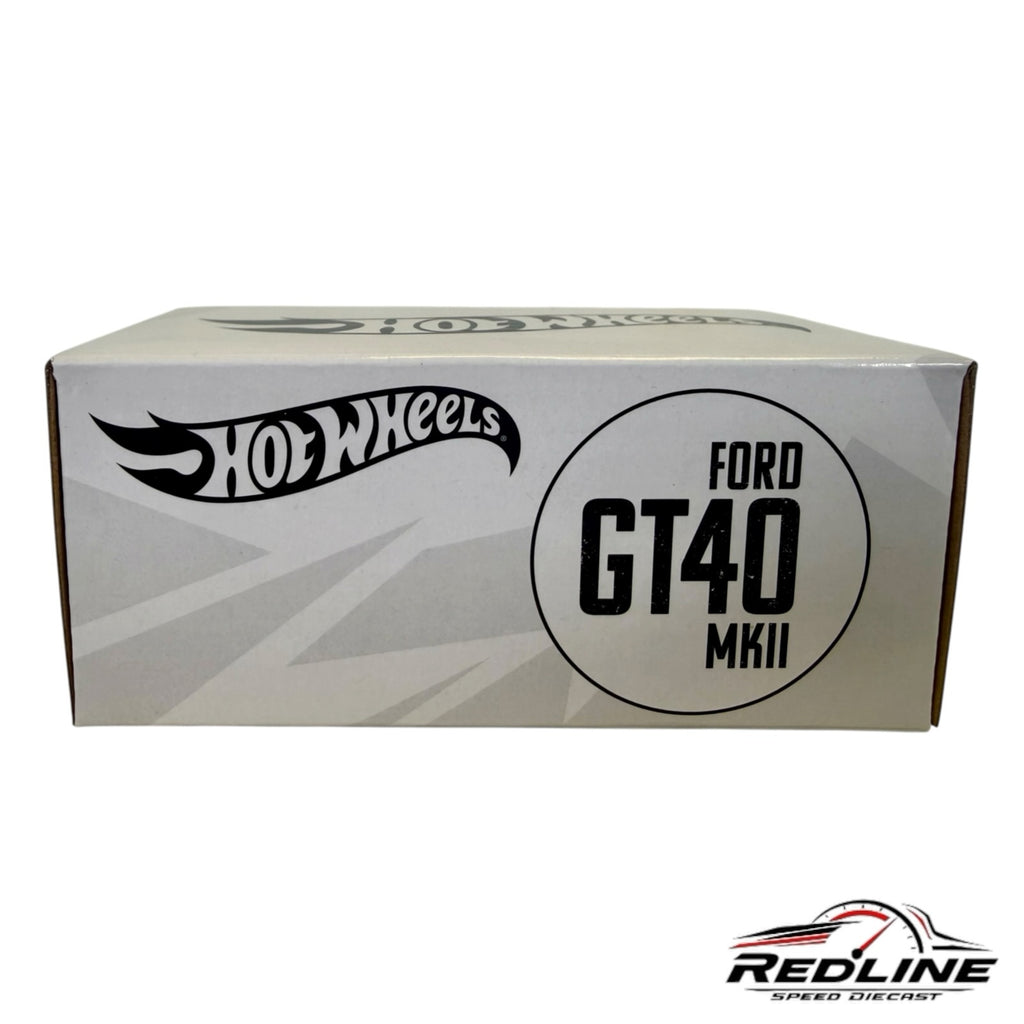 Redline Speed Diecast Hot Wheels Ford GT40 MkII collector box with white packaging and black branding
