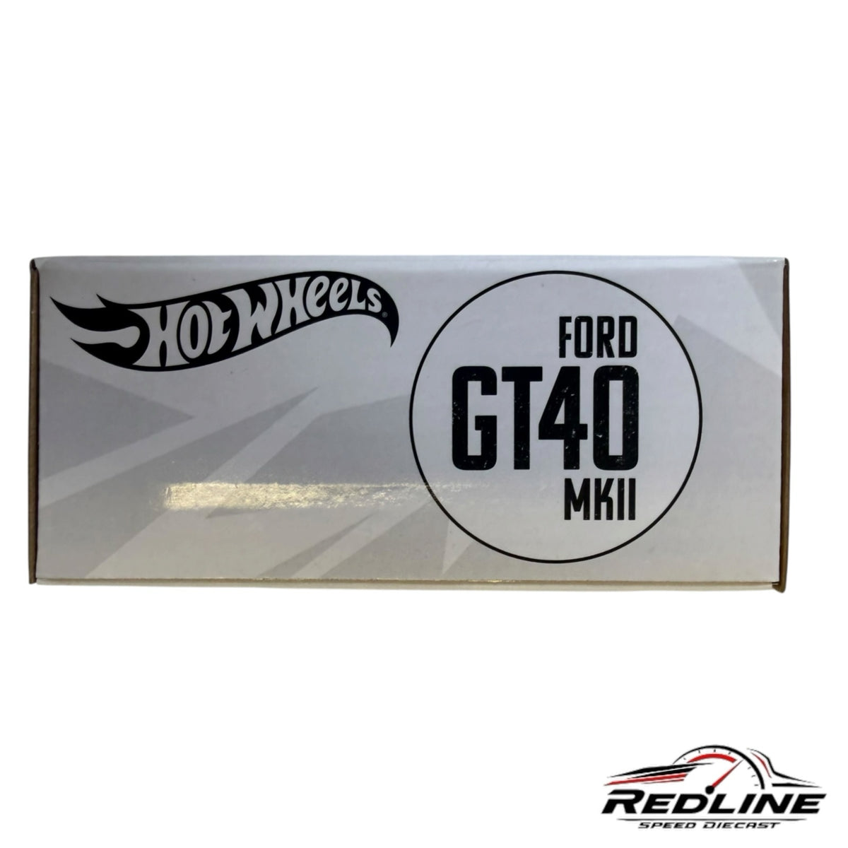 Redline Speed Diecast Hot Wheels Ford GT40 MkII collector box with white background and black branding