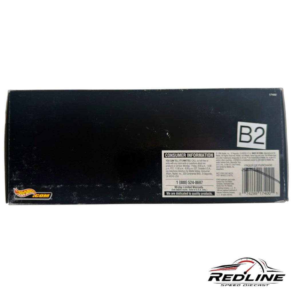 Back of Redline Speed Diecast Hot Wheels Legends 34 Ford Hot Rod packaging featuring consumer information and barcode