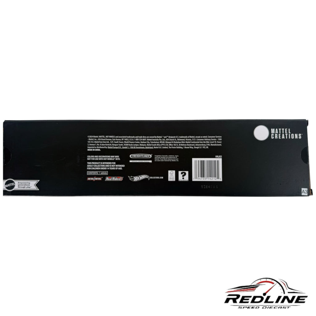 Redline Speed Diecast Hot Wheels Elite 64 Freightliner Cascadia packaging back view with product information