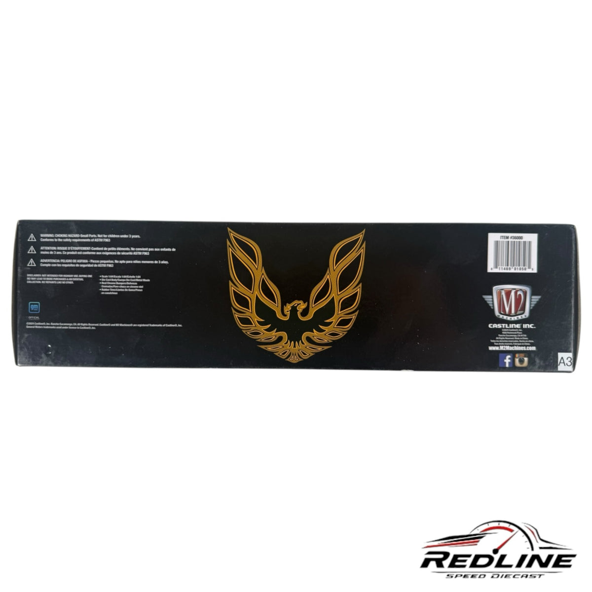 Redline Speed Diecast GMC truck set packaging featuring a gold bird graphic on a black box.