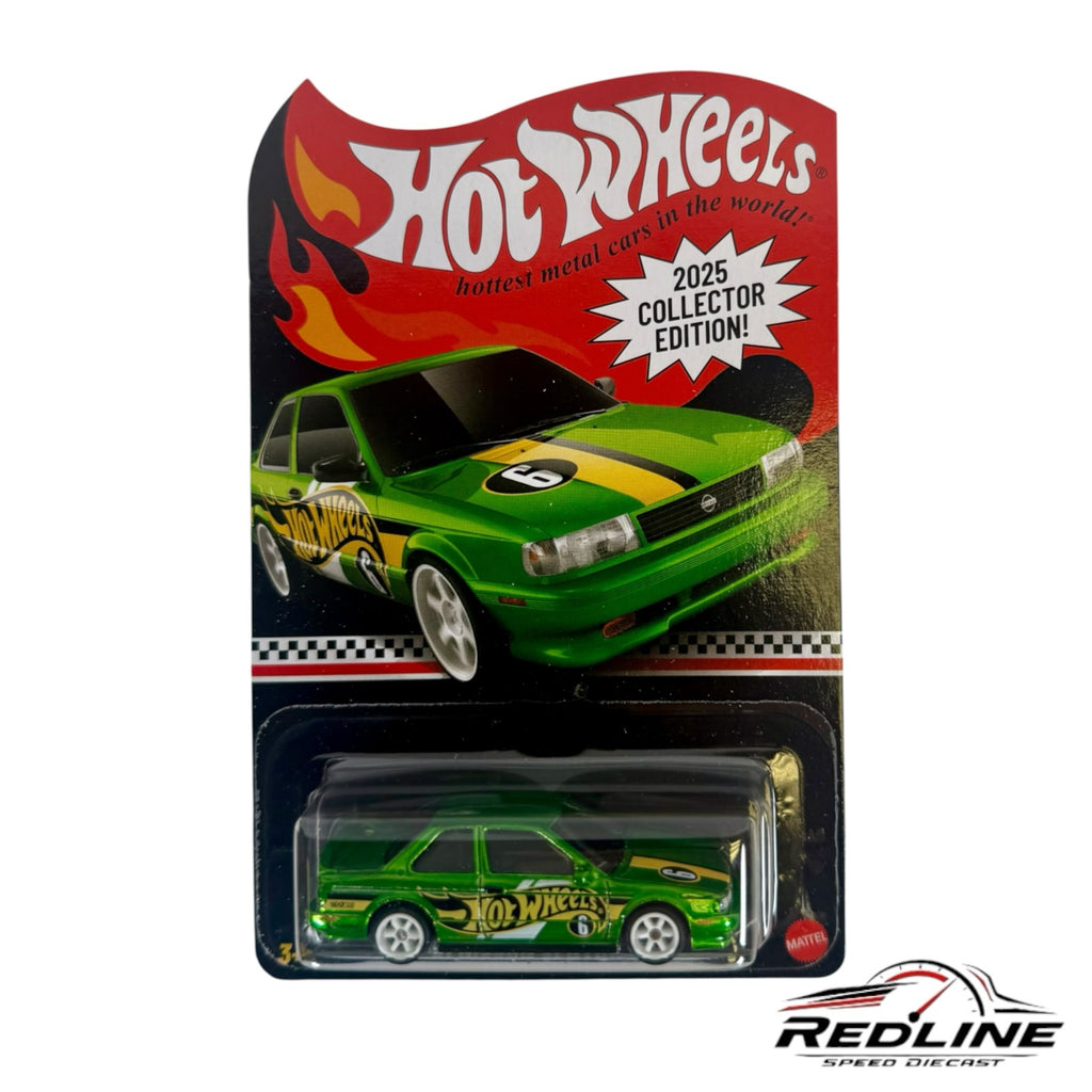 Redline Speed Diecast Hot Wheels 2025 Collector Edition green 91 Nissan Sentra SE-R in original blister packaging