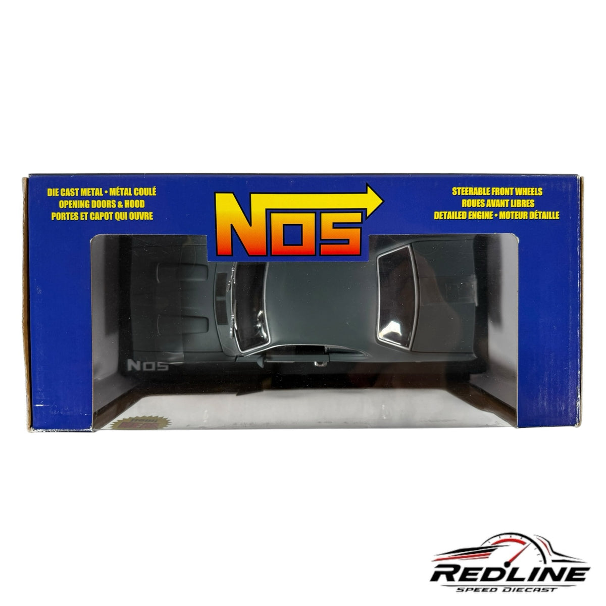 Redline Speed Diecast 1:18 scale grey 1971 Plymouth Duster model car in NOS branded display box