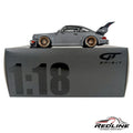 Redline Speed Diecast 1:18 scale grey RWB Porsche model car with bronze wheels and wide-body kit on display box