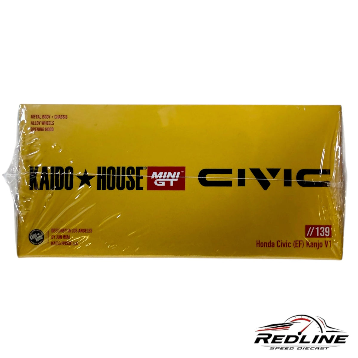 Redline Speed Diecast KAIDO HOUSE MINI GT Honda Civic Kanjo V1 yellow packaging box for 1:64 scale model