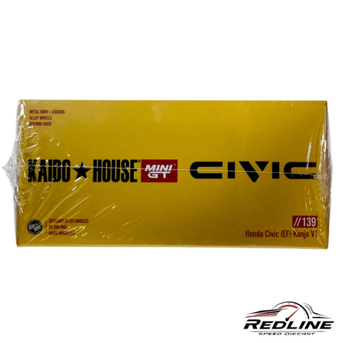 Redline Speed Diecast KAIDO HOUSE MINI GT Honda Civic Kanjo V1 yellow packaging box for 1:64 scale model