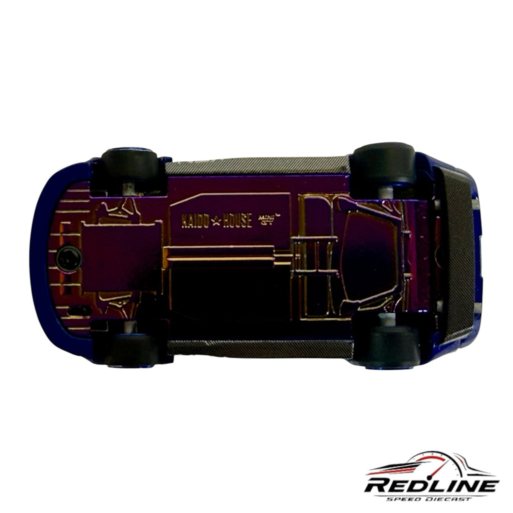 Redline Speed Diecast Kaido House Honda NSX Evasive V2 diecast model car viewed from the purple metallic chassis base