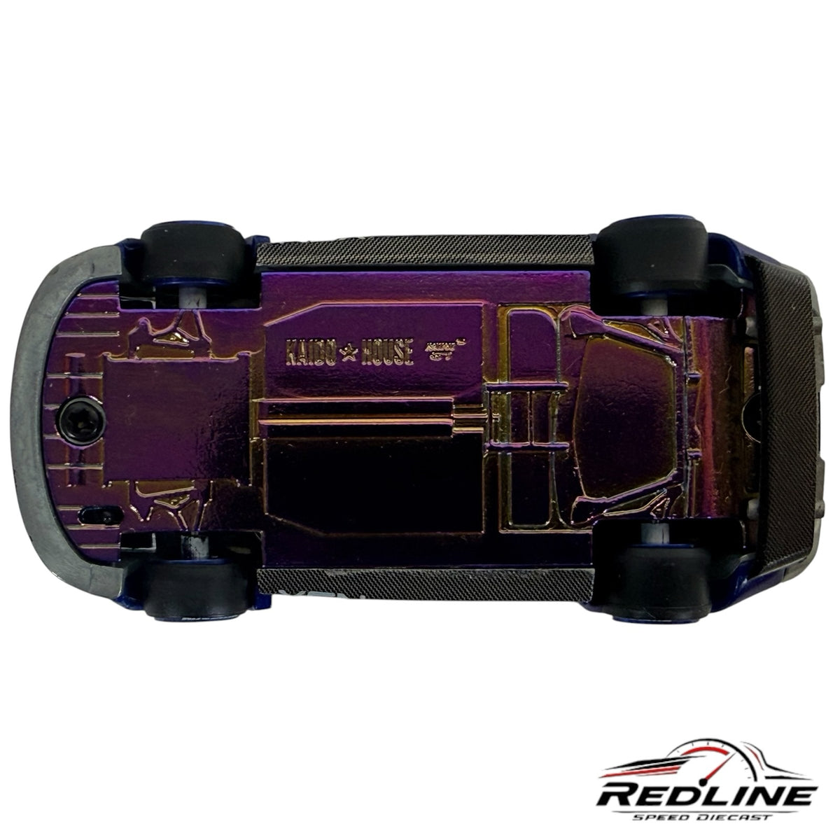 Redline Speed Diecast Kaido House Honda NSX Evasive V2 model car showing the iridescent purple chassis underside