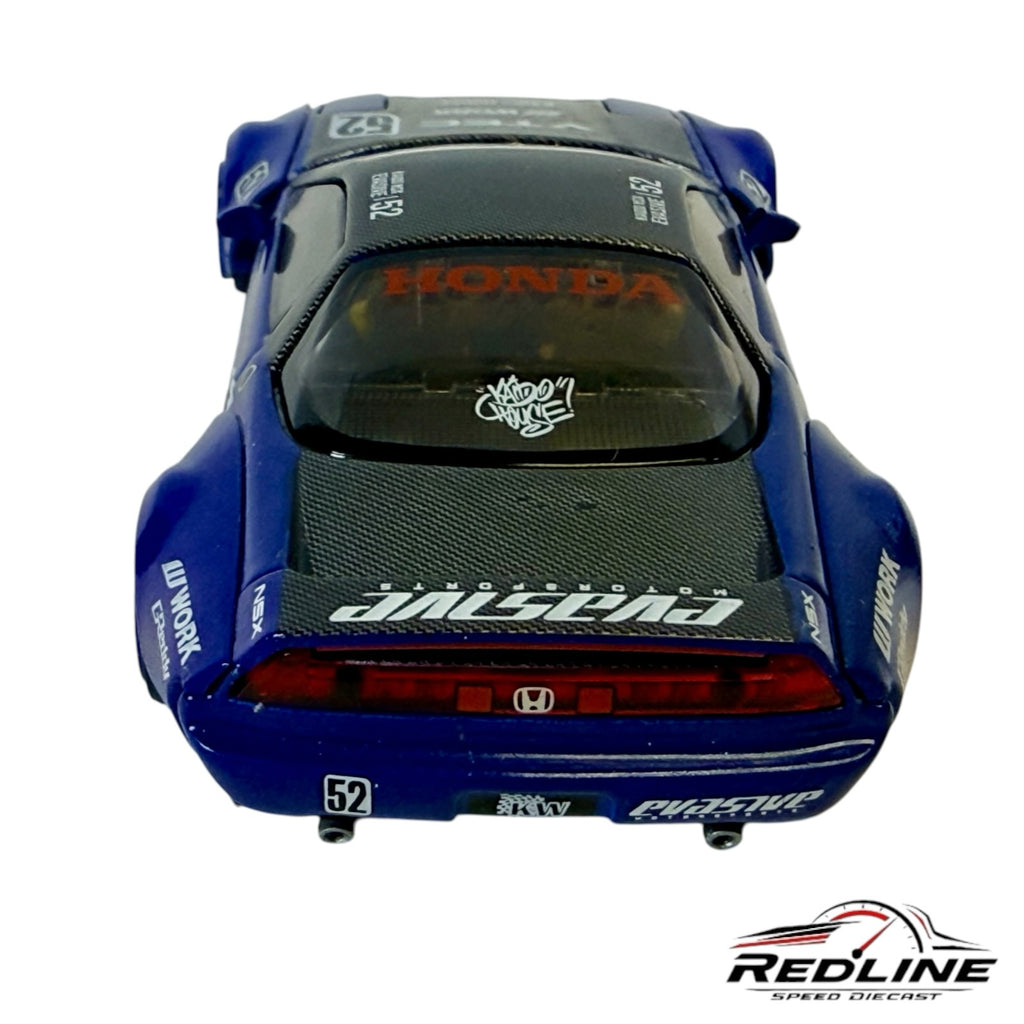Redline Speed Diecast Kaido House Honda NSX Evasive V2 model car in deep blue with carbon fiber roof and rear livery