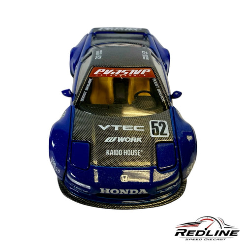 Redline Speed Diecast Kaido House Honda NSX Evasive V2 1:64 scale model car in deep blue with carbon fiber accents.