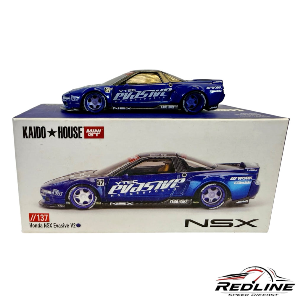 Redline Speed Diecast Kaido House Honda NSX Evasive V2 1:64 scale model car in deep blue with racing livery
