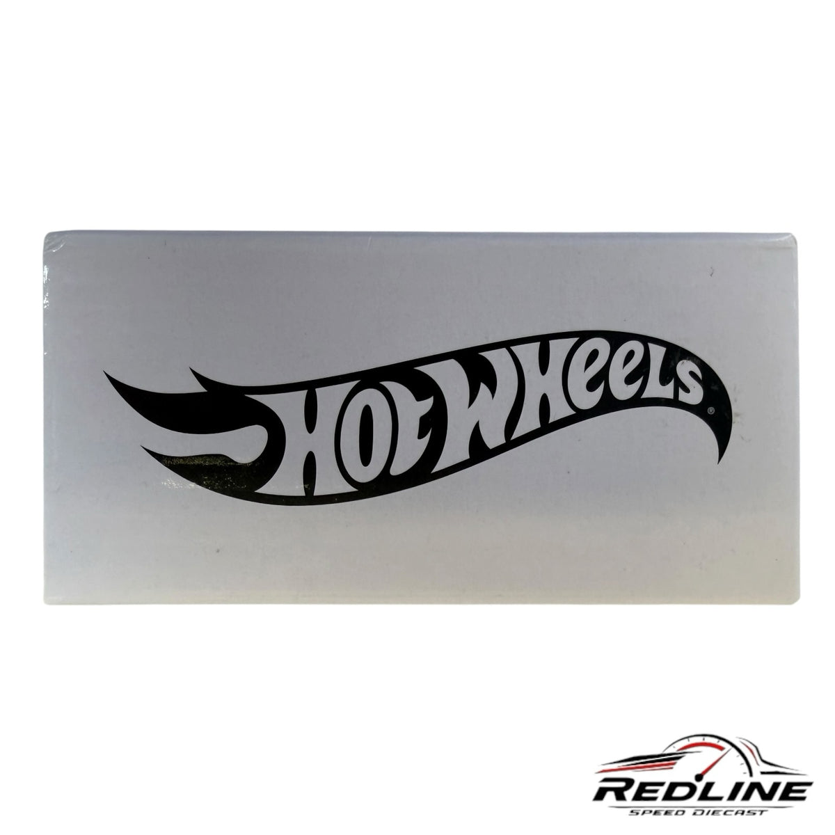 Redline Speed Diecast collector box featuring the iconic black Hot Wheels logo on a clean white background