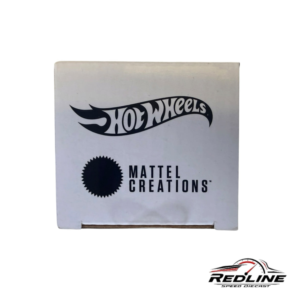 Redline Speed Diecast collector box featuring Hot Wheels and Mattel Creations logos on a white background