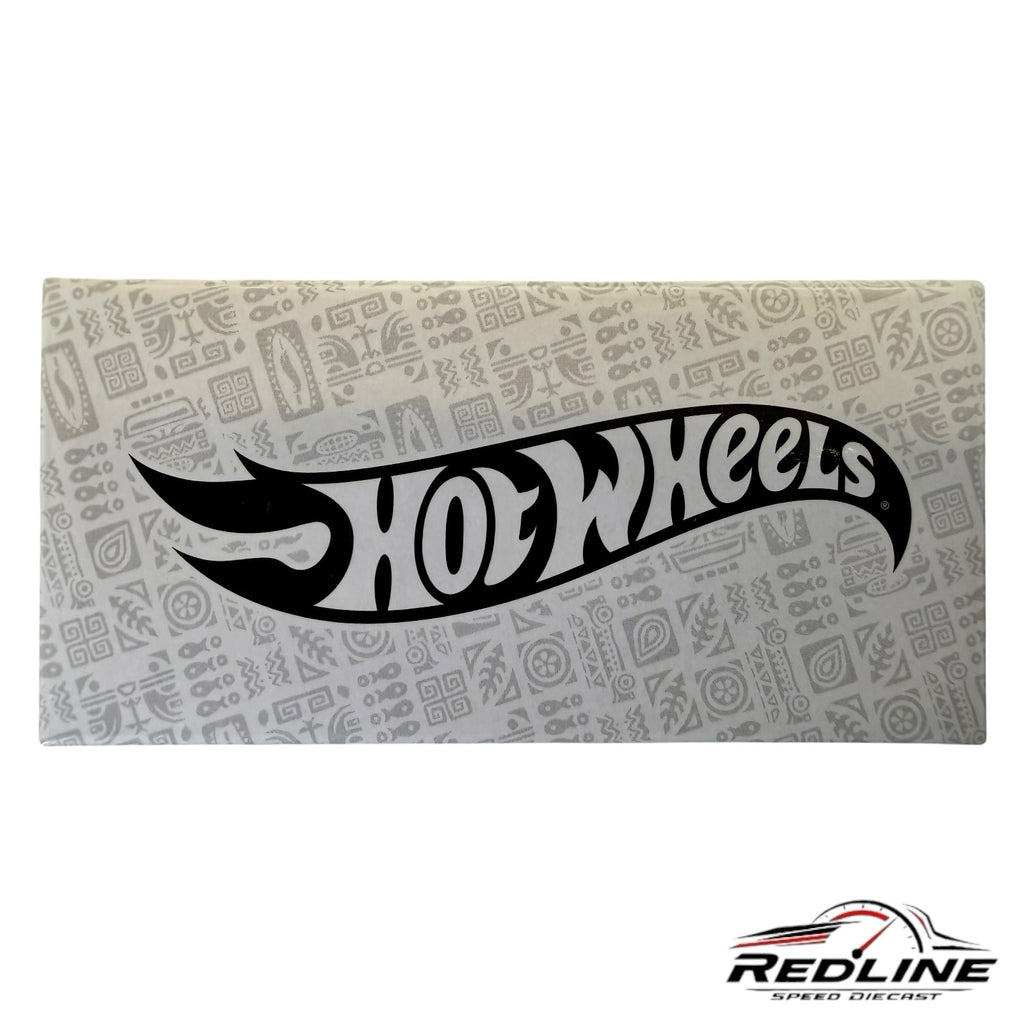 Redline Speed Diecast Hot Wheels collector box featuring a white background with tribal patterns and black logo