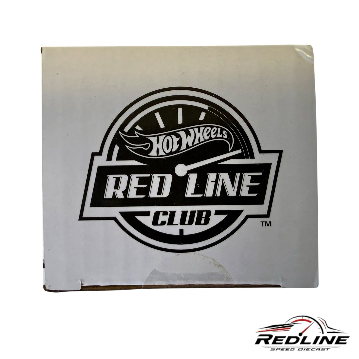 Redline Speed Diecast branded Hot Wheels Red Line Club logo on a white collector box