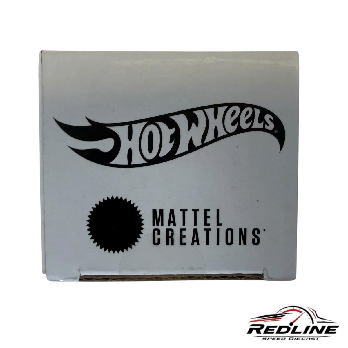 Redline Speed Diecast Hot Wheels Mattel Creations branded white collector box packaging for diecast vehicle