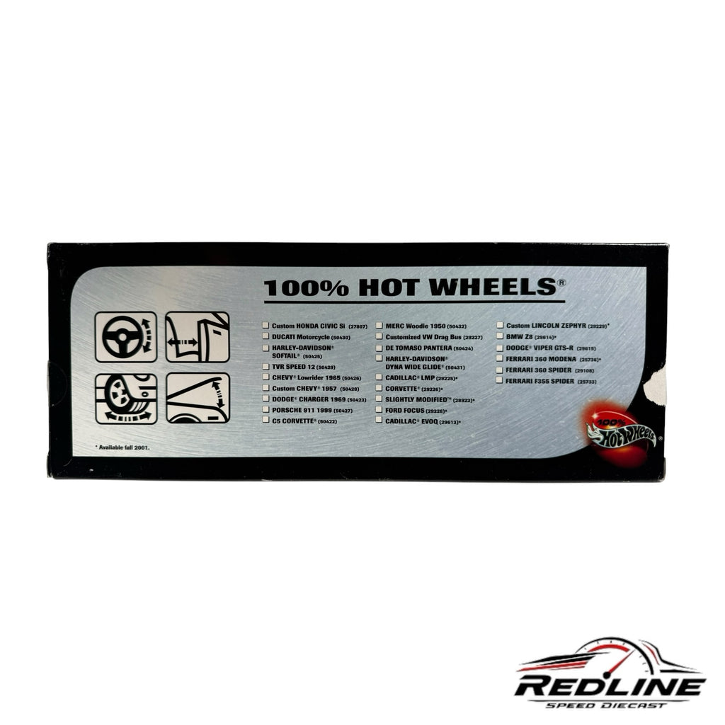 Redline Speed Diecast 100% Hot Wheels collectible packaging back panel with list of classic car models