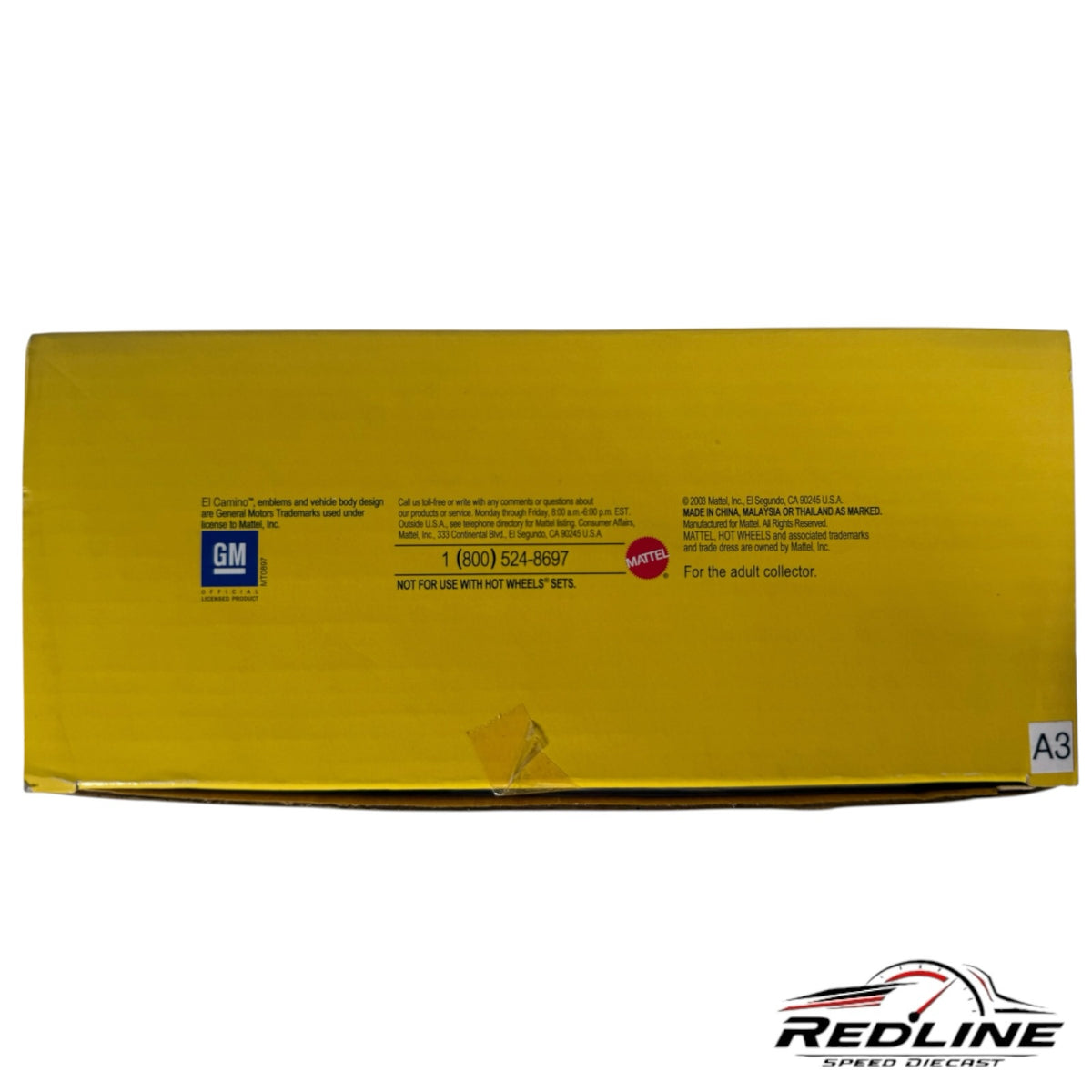 Redline Speed Diecast Hot Wheels 35th Anniversary collector set yellow packaging back view with product information