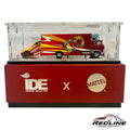 Redline Speed Diecast Indonesia Diecast Expo exclusive Nissan Skyline GT-R and hauler set in an acrylic display case.