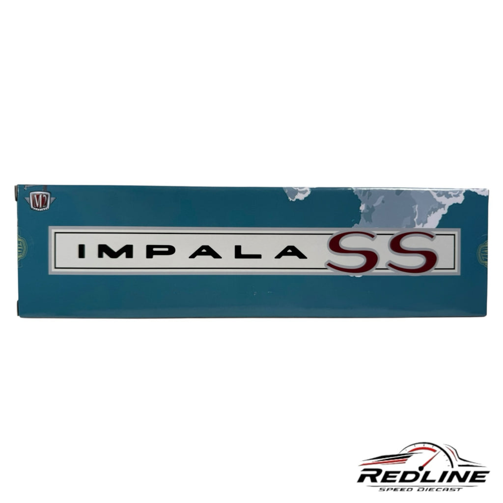 Redline Speed Diecast packaging box for the M2 Machines Chevrolet Impala SS model featuring teal and white graphics