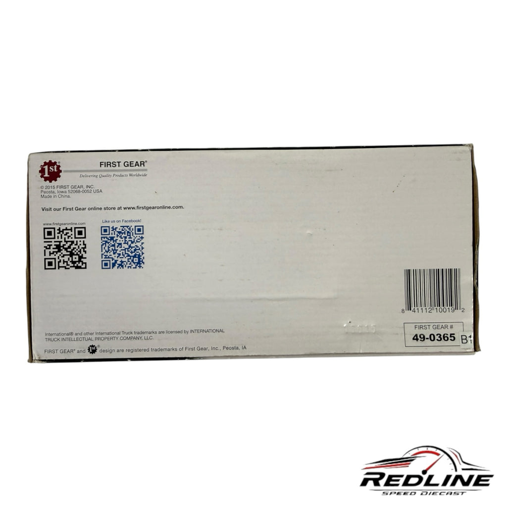 Redline Speed Diecast packaging box for the International D-2 Pickup model with First Gear branding and QR codes