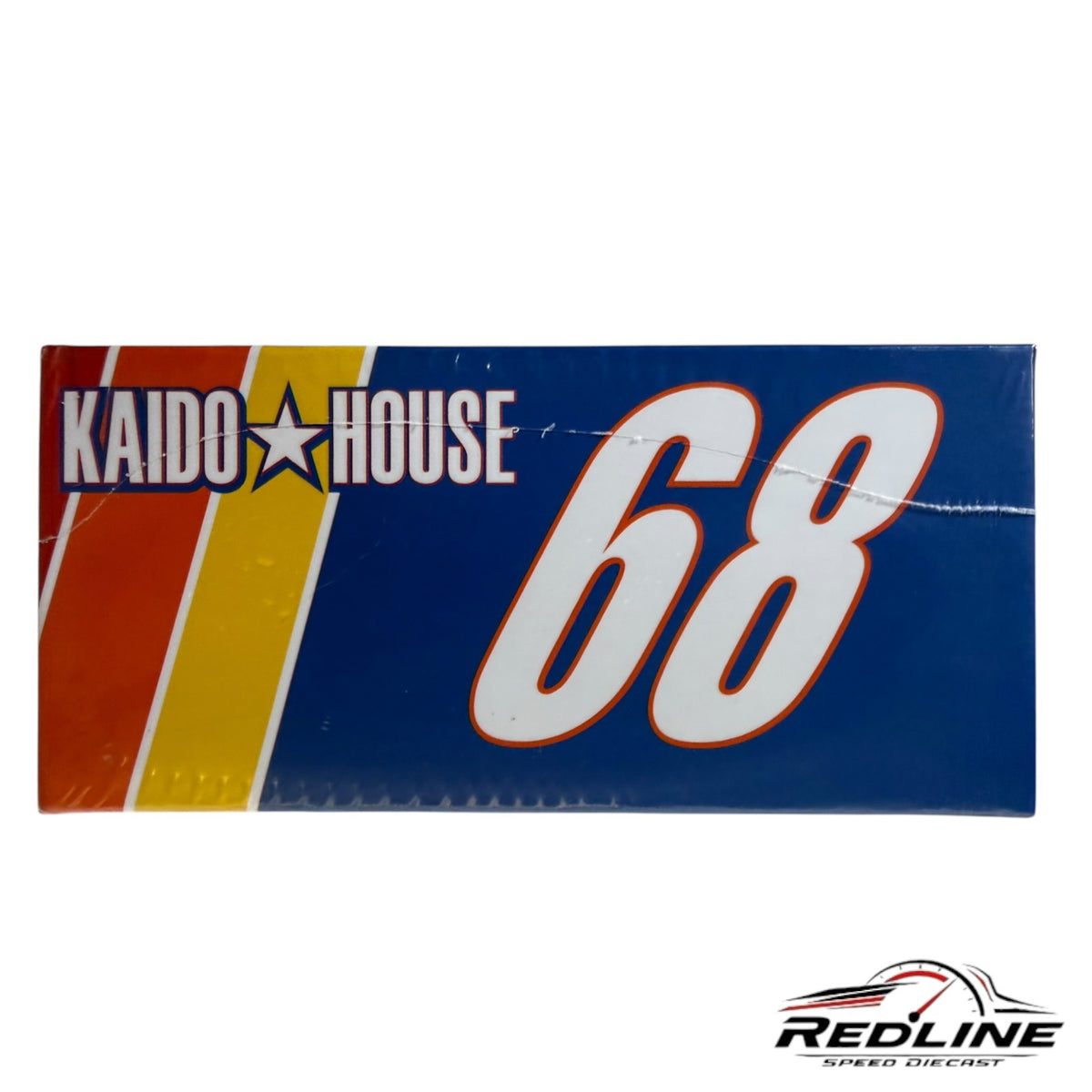 Redline Speed Diecast Kaido House Toyota AE86 model box featuring blue, red, and yellow racing livery with number 68.