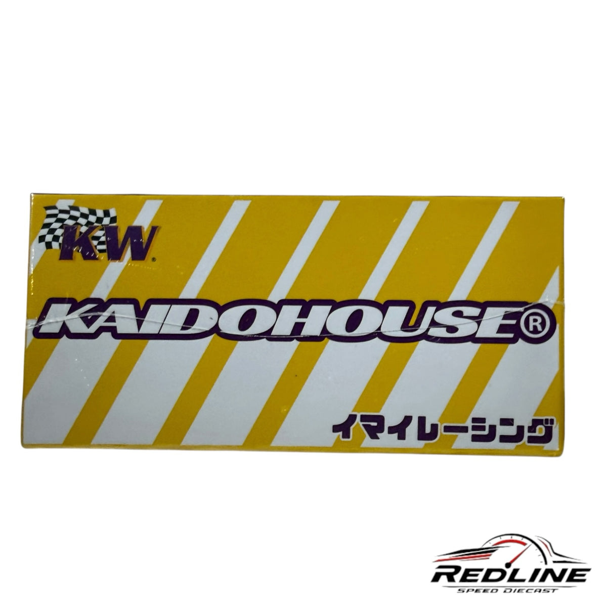 Redline Speed Diecast packaging box for Kaido House BMW E30 M3 model featuring yellow and white racing livery