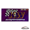 Redline Speed Diecast packaging for Kaido House x Mini GT BMW E30 M3 model featuring purple KW Suspensions branding