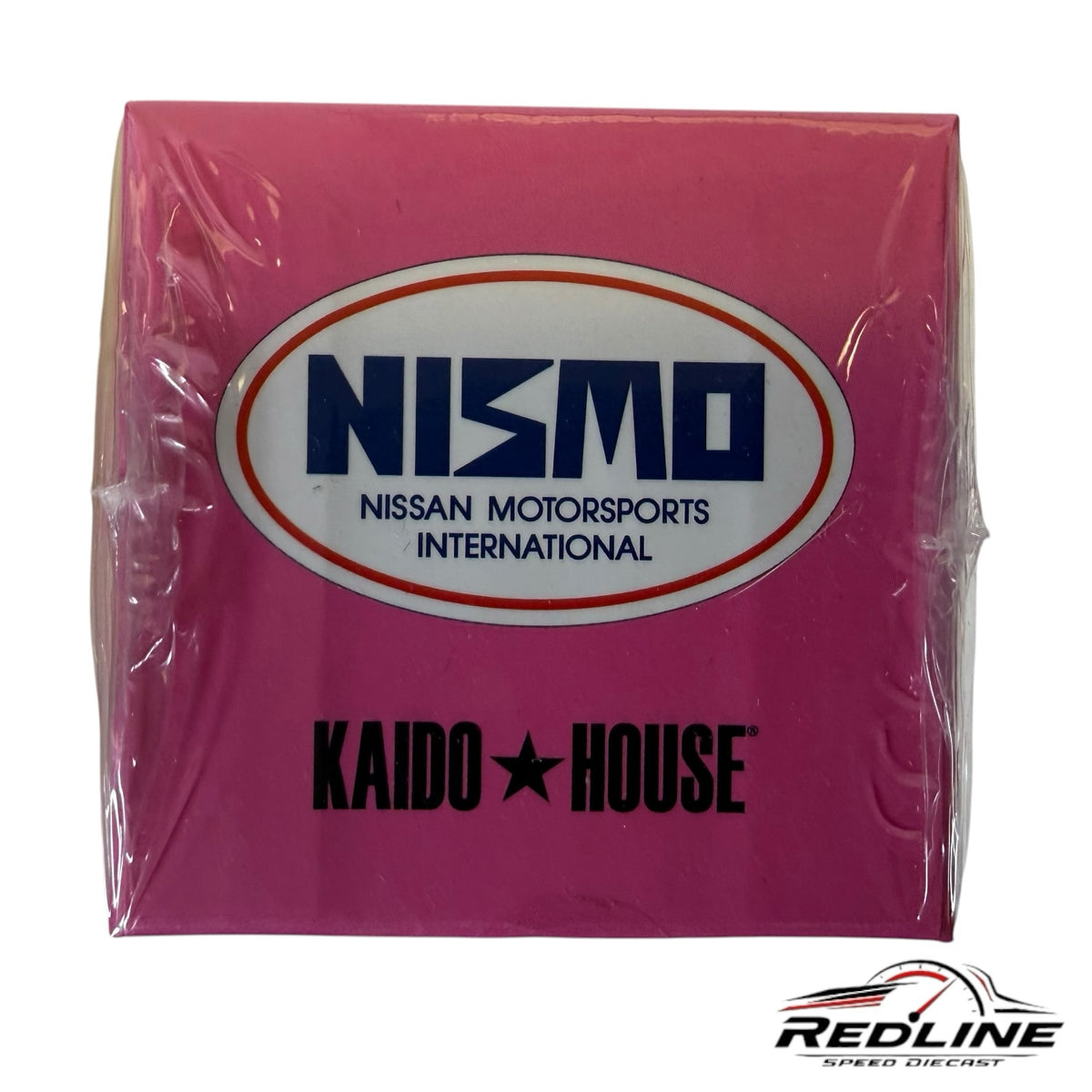 Redline Speed Diecast pink packaging box for Kaido House Datsun 510 Nismo model with branding