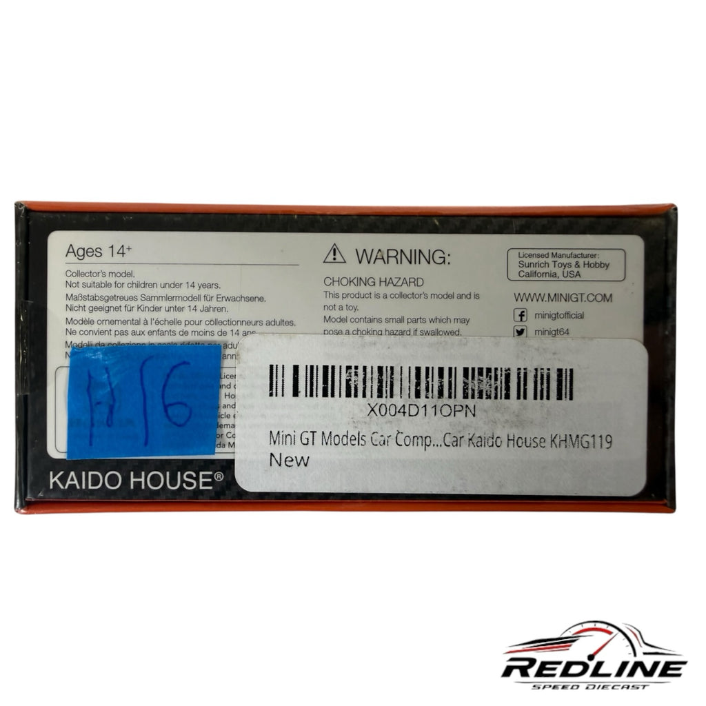 Redline Speed Diecast KAIDO HOUSE Honda NSX model car packaging box with warning labels and product information